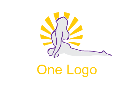 woman stretch on floor fitness logo