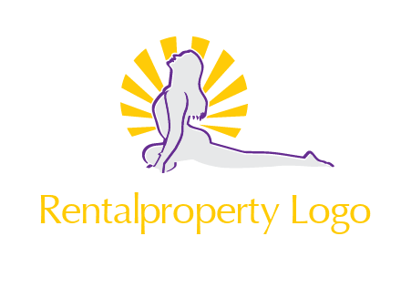 woman stretch on floor fitness logo