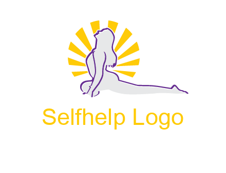 woman stretch on floor fitness logo