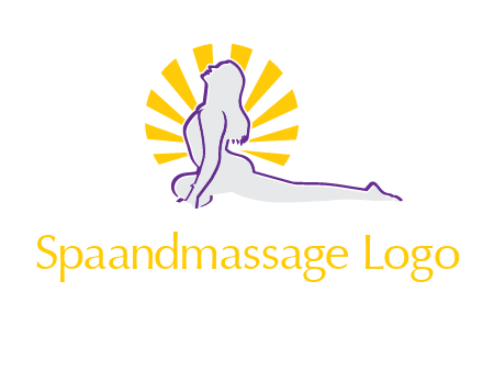 woman stretch on floor fitness logo