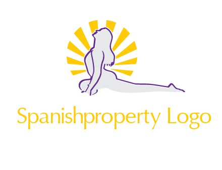 woman stretch on floor fitness logo