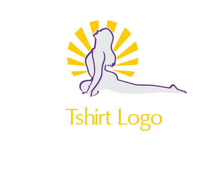 woman stretch on floor fitness logo