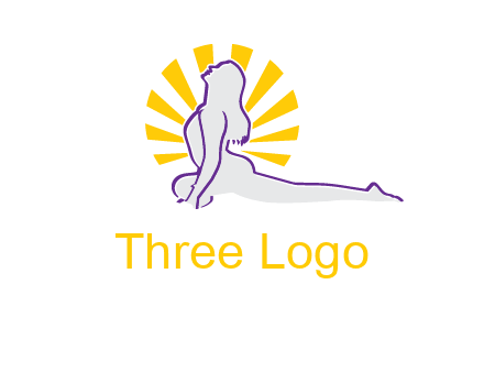 woman stretch on floor fitness logo