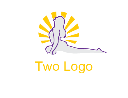 woman stretch on floor fitness logo