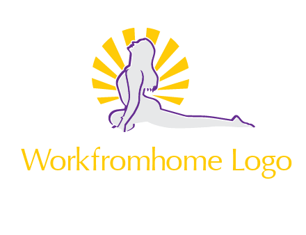 woman stretch on floor fitness logo