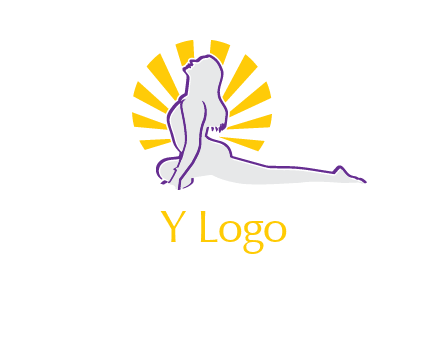 woman stretch on floor fitness logo