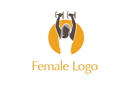 woman lifting dumbbell in front circle fitness logo