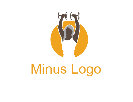 woman lifting dumbbell in front circle fitness logo