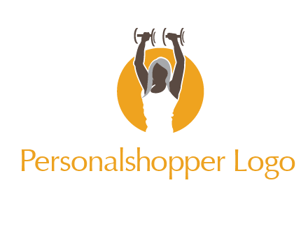 woman lifting dumbbell in front circle fitness logo