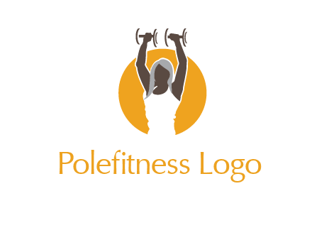 woman lifting dumbbell in front circle fitness logo