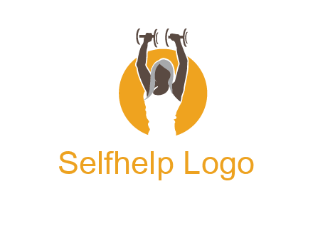 woman lifting dumbbell in front circle fitness logo