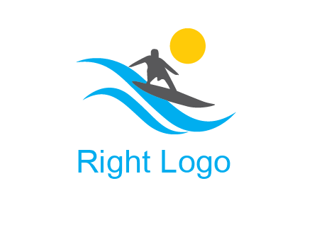 man surfing on waves at sunset travel logo