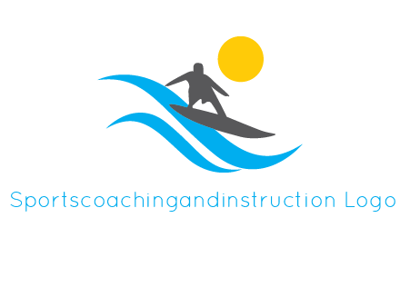 man surfing on waves at sunset travel logo
