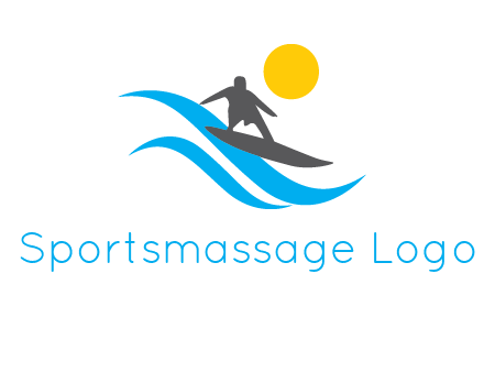 man surfing on waves at sunset travel logo