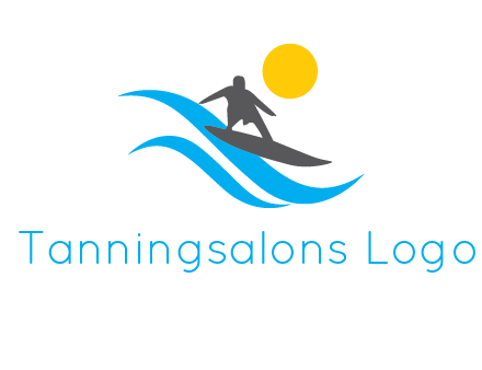 man surfing on waves at sunset travel logo