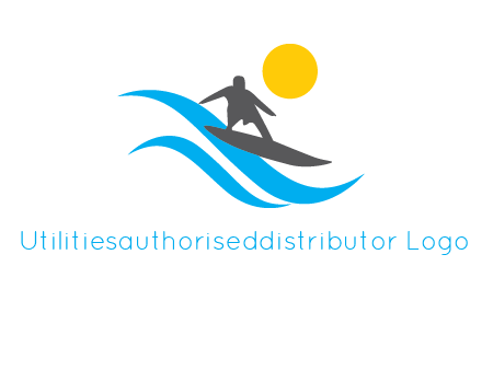 man surfing on waves at sunset travel logo