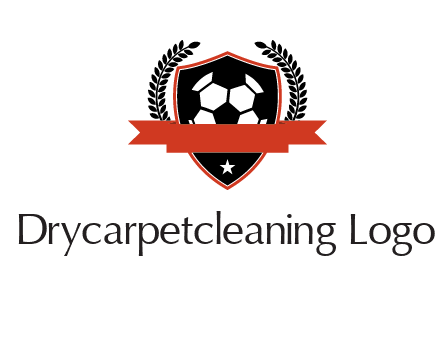 emblem of soccer with leaves and ribbon