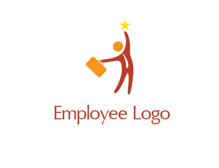 happy executive with star and briefcase in hand graphic
