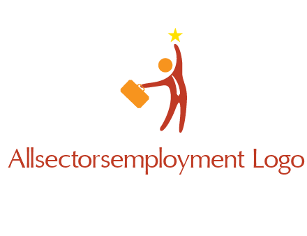 happy executive with star and briefcase in hand graphic