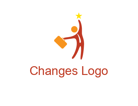 happy executive with star and briefcase in hand graphic