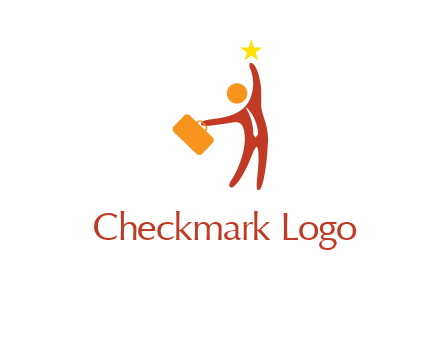 happy executive with star and briefcase in hand graphic
