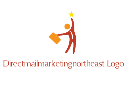 happy executive with star and briefcase in hand graphic