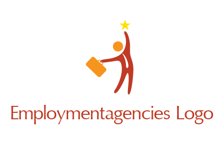 happy executive with star and briefcase in hand graphic