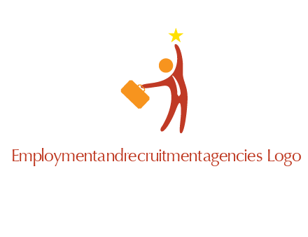 happy executive with star and briefcase in hand graphic