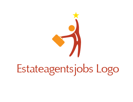 happy executive with star and briefcase in hand graphic