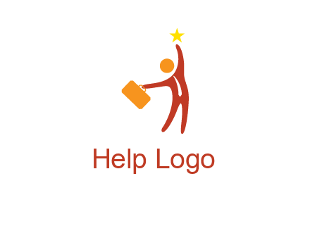 happy executive with star and briefcase in hand graphic
