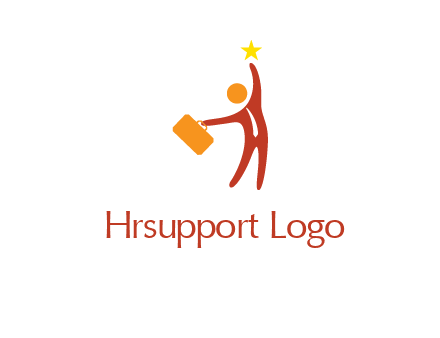 happy executive with star and briefcase in hand graphic