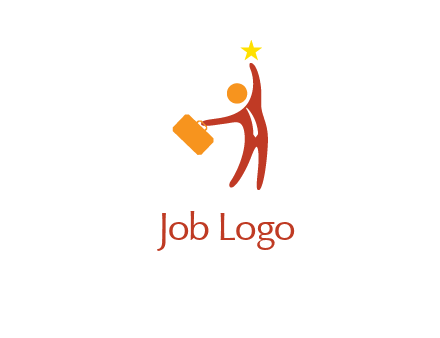 happy executive with star and briefcase in hand graphic