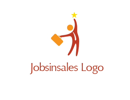 happy executive with star and briefcase in hand graphic