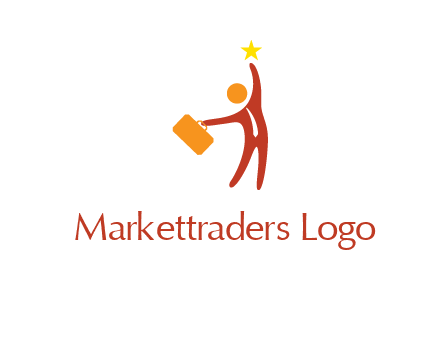 happy executive with star and briefcase in hand graphic