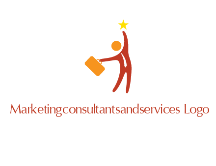 happy executive with star and briefcase in hand graphic