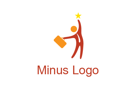 happy executive with star and briefcase in hand graphic