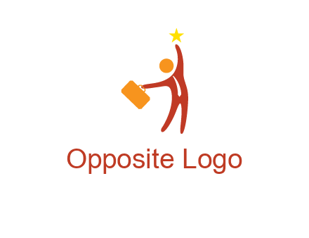 happy executive with star and briefcase in hand graphic