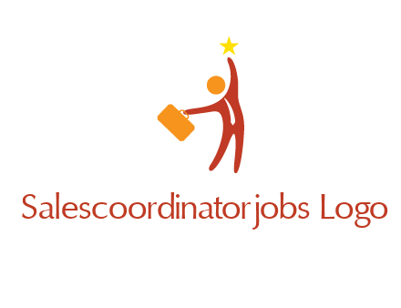 happy executive with star and briefcase in hand graphic