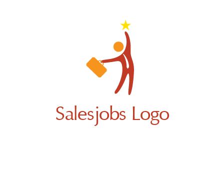 happy executive with star and briefcase in hand graphic