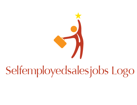 happy executive with star and briefcase in hand graphic