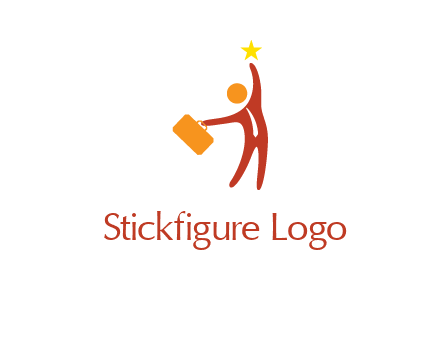 happy executive with star and briefcase in hand graphic