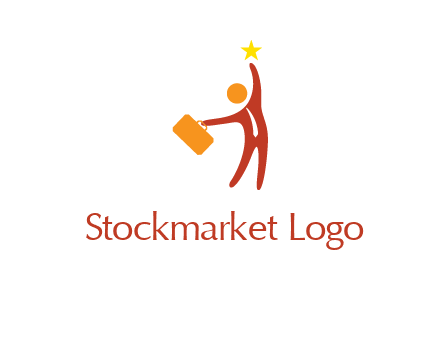 happy executive with star and briefcase in hand graphic