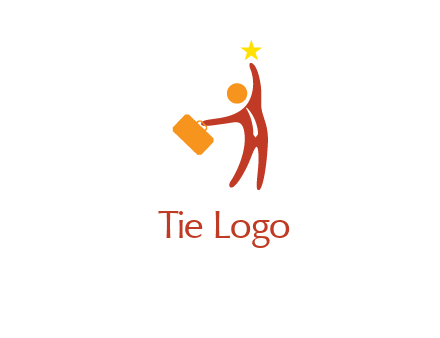 happy executive with star and briefcase in hand graphic