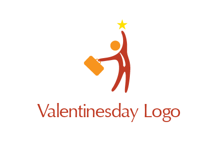 happy executive with star and briefcase in hand graphic