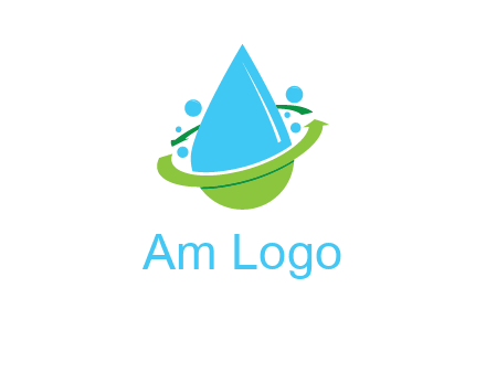 arrows and bubbles around water droplet cleaning logo