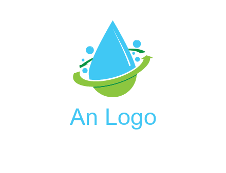 arrows and bubbles around water droplet cleaning logo
