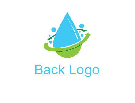 arrows and bubbles around water droplet cleaning logo
