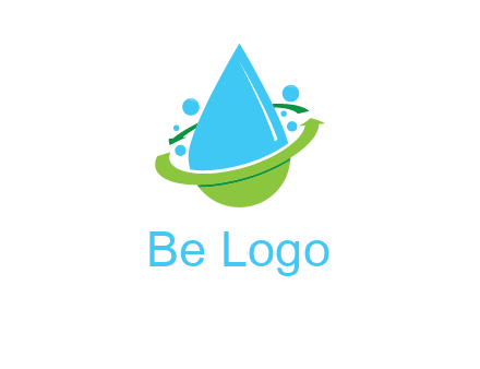arrows and bubbles around water droplet cleaning logo