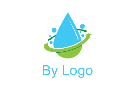 arrows and bubbles around water droplet cleaning logo