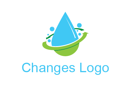 arrows and bubbles around water droplet cleaning logo